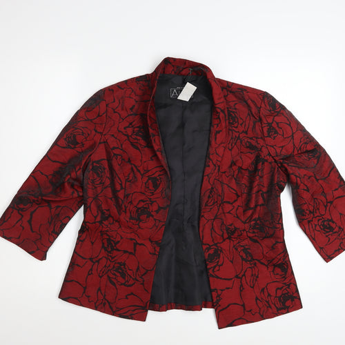 Alex Evenings Petite Red Floral Blazer Jacket Women’s M Chic Formal