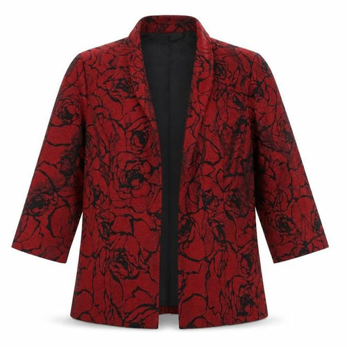 Alex Evenings Petite Red Floral Blazer Jacket Women’s M Chic Formal