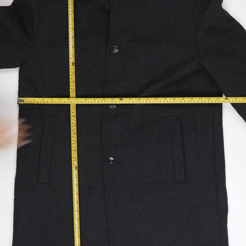 Banana Republic Men's Black Wool Overcoat L Long Smart Coat
