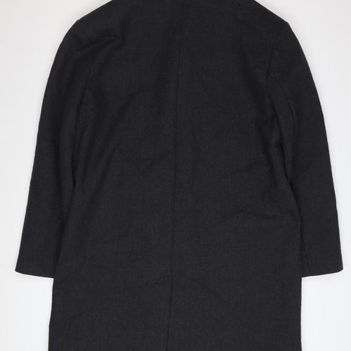 Banana Republic Men's Black Wool Overcoat L Long Smart Coat