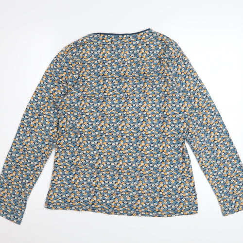 Seasalt Womens Blue Floral Jersey Top UK 12 Long Sleeve Cotton Blend
