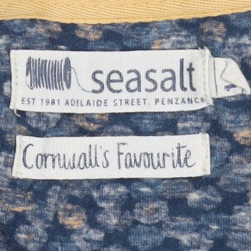 Seasalt Womens Blue Floral Jersey Top UK 12 Long Sleeve Cotton Blend