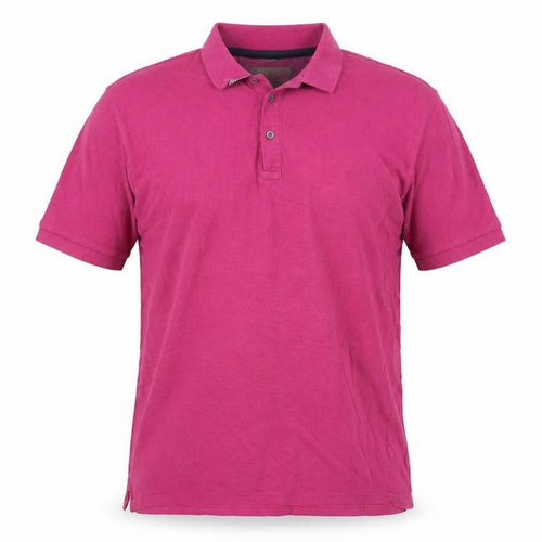 Marks and Spencer Men's Fuchsia Cotton Short Sleeve Polo - Size L