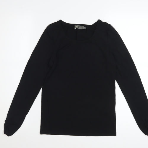 Mint Velvet Womens Black Long Sleeve Modal Top Size 12