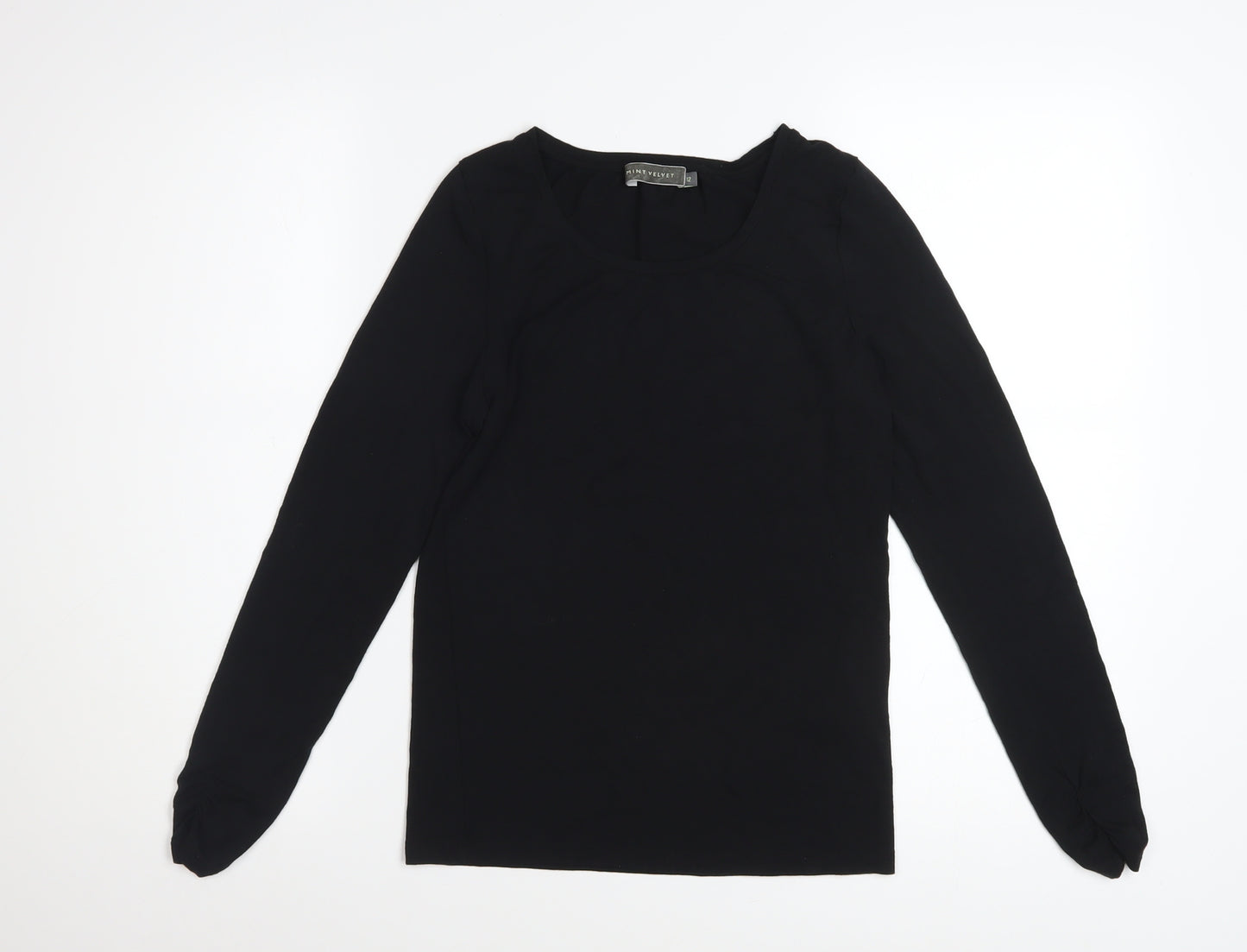 Mint Velvet Womens Black Long Sleeve Modal Top Size 12