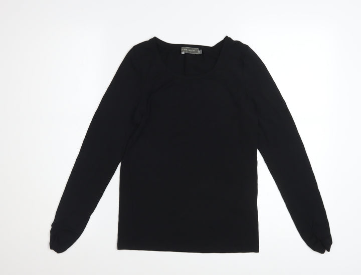 Mint Velvet Womens Black Long Sleeve Modal Top Size 12
