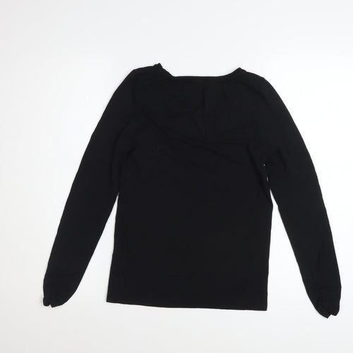 Mint Velvet Womens Black Long Sleeve Modal Top Size 12
