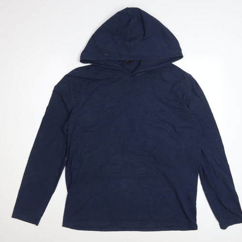Hugo Boss Men's Blue Pullover Hoodie L Long Sleeve Cotton Elastane