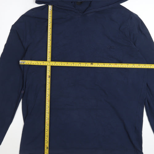 Hugo Boss Men's Blue Pullover Hoodie L Long Sleeve Cotton Elastane