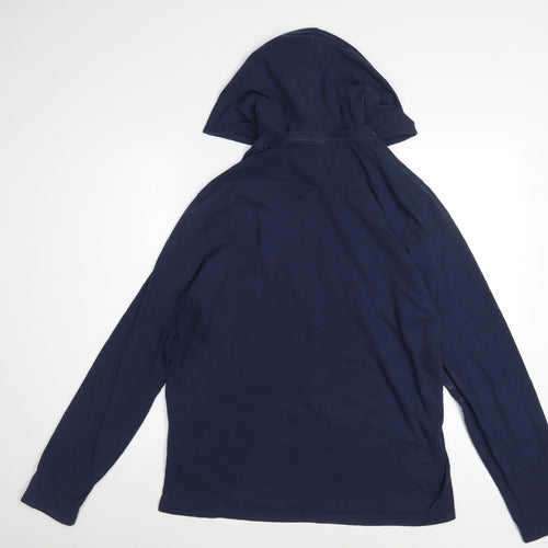 Hugo Boss Men's Blue Pullover Hoodie L Long Sleeve Cotton Elastane