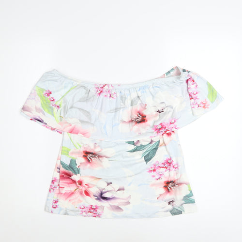 Lipsy London Women's Floral Off Shoulder Top UK 16 Viscose Blend