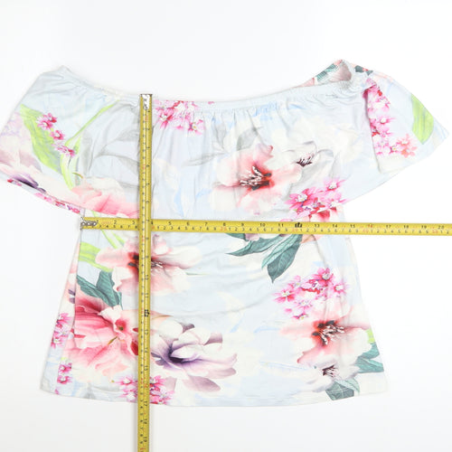 Lipsy London Women's Floral Off Shoulder Top UK 16 Viscose Blend