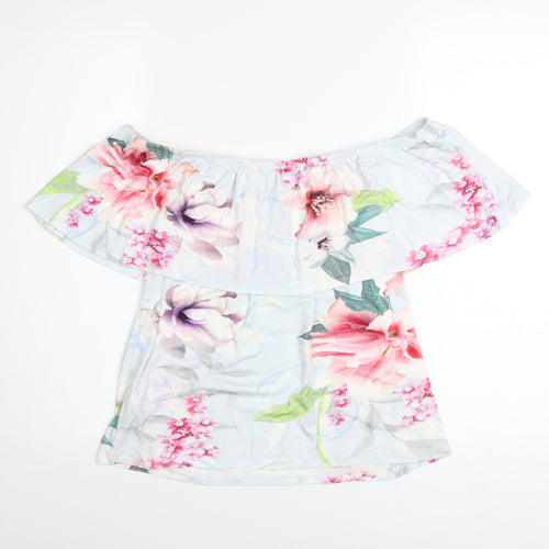 Lipsy London Women's Floral Off Shoulder Top UK 16 Viscose Blend