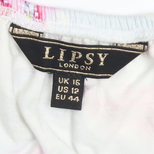 Lipsy London Women's Floral Off Shoulder Top UK 16 Viscose Blend