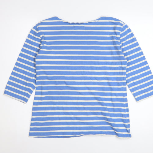 Seasalt Women’s Blue Striped 3/4 Sleeve Sailor Top UK 12 Cotton