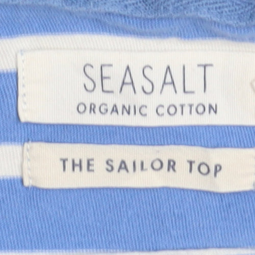 Seasalt Women’s Blue Striped 3/4 Sleeve Sailor Top UK 12 Cotton