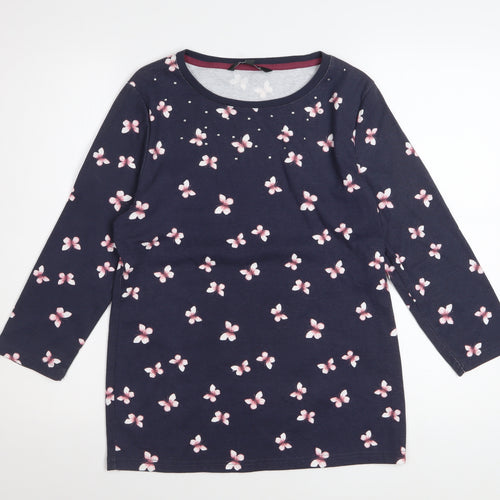Bonmarché Women’s Blue Floral Beaded 3/4 Sleeve T-Shirt Size 14