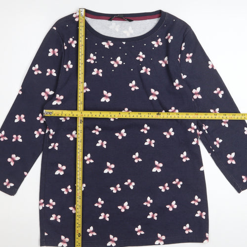 Bonmarché Women’s Blue Floral Beaded 3/4 Sleeve T-Shirt Size 14