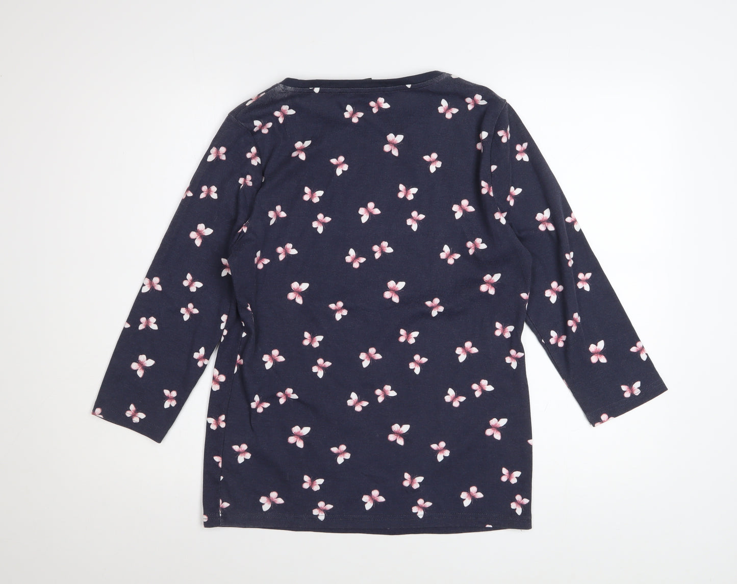 Bonmarché Women’s Blue Floral Beaded 3/4 Sleeve T-Shirt Size 14