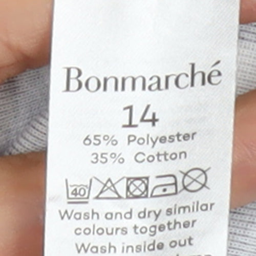 Bonmarché Women’s Blue Floral Beaded 3/4 Sleeve T-Shirt Size 14