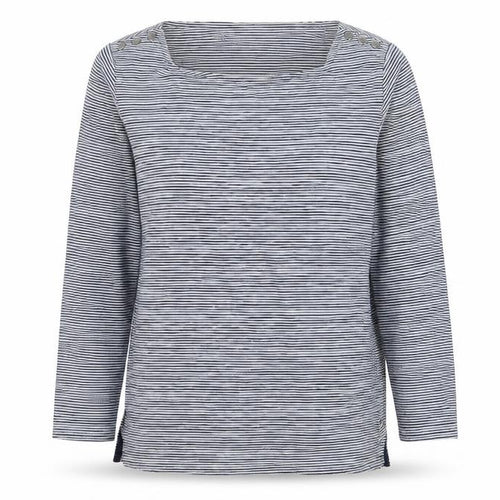 Jasper Conran Women's Blue Striped 3/4 Sleeve Cotton Top Size 12