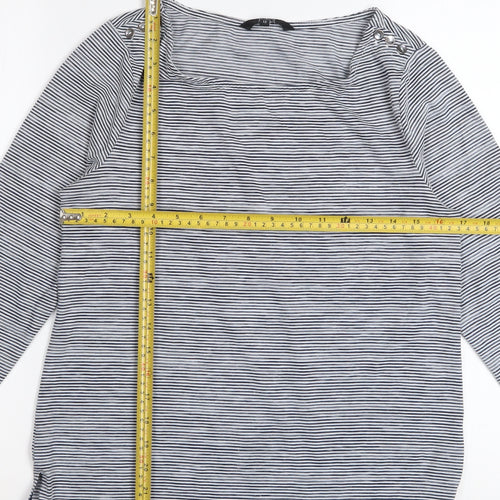 Jasper Conran Women's Blue Striped 3/4 Sleeve Cotton Top Size 12