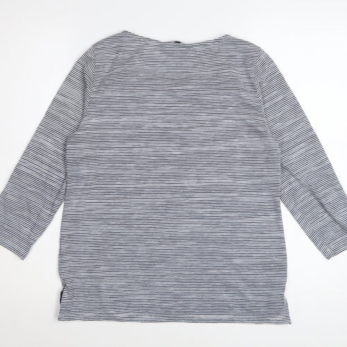 Jasper Conran Women's Blue Striped 3/4 Sleeve Cotton Top Size 12