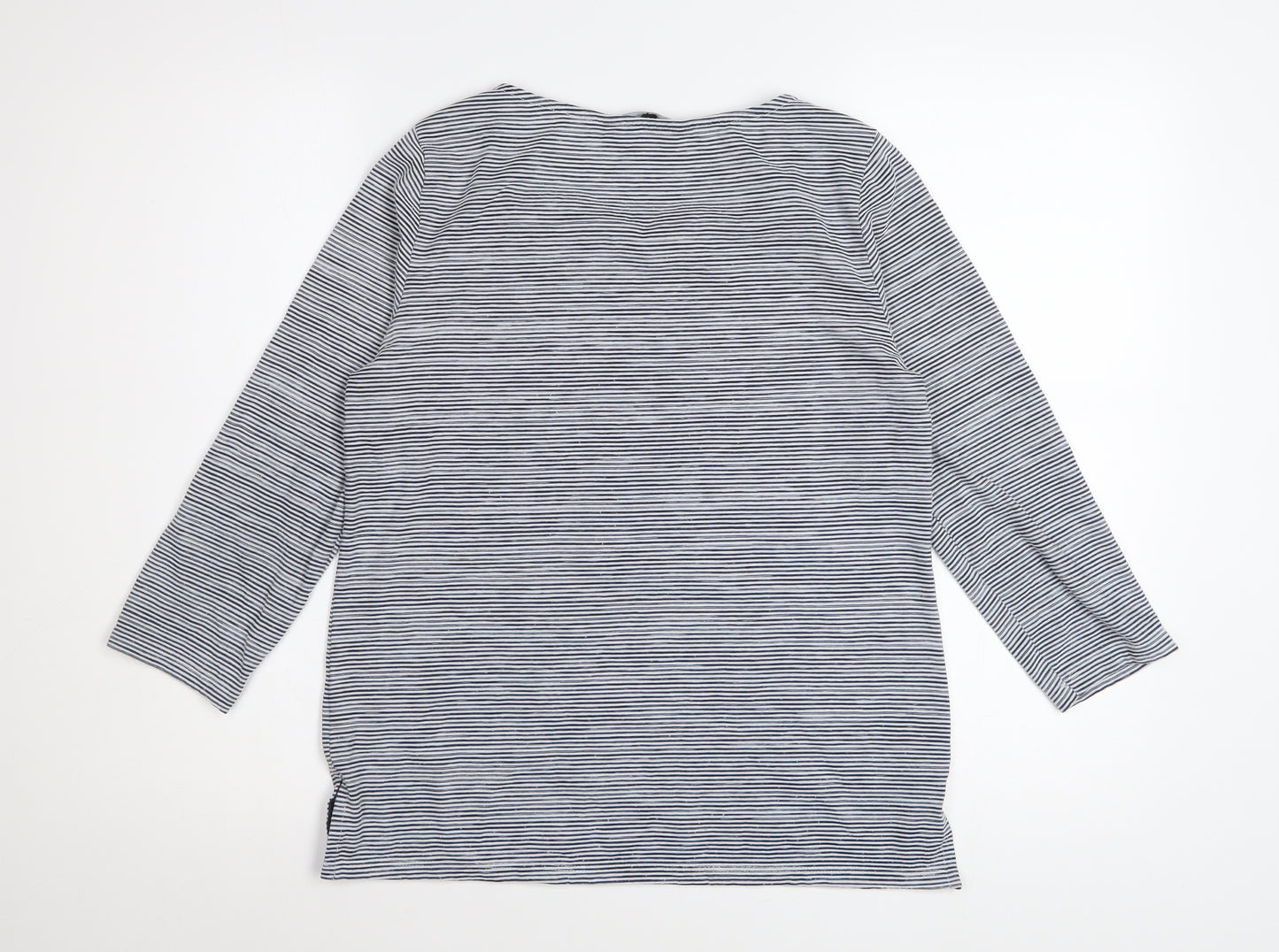 Jasper Conran Women's Blue Striped 3/4 Sleeve Cotton Top Size 12