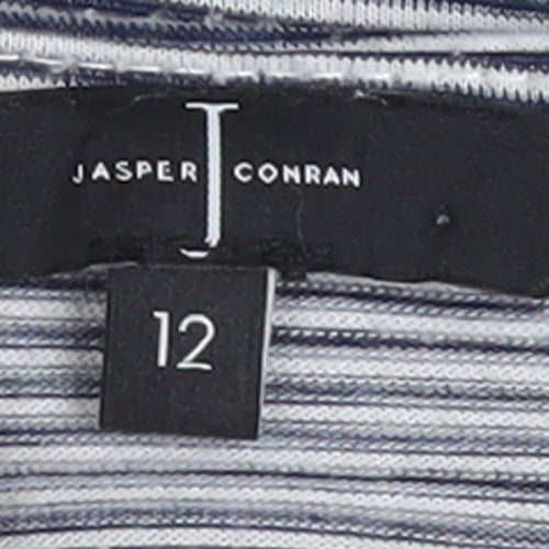 Jasper Conran Women's Blue Striped 3/4 Sleeve Cotton Top Size 12
