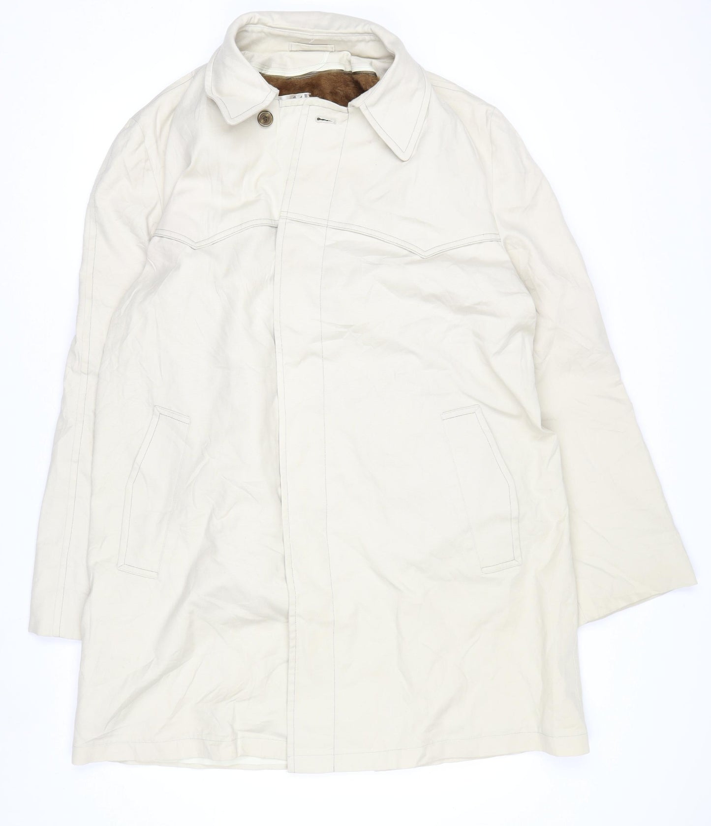 Campus Men's Beige 38 Rain Coat Water Resistant Lined Cotton Outerwear