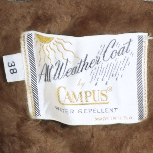 Campus Men's Beige 38 Rain Coat Water Resistant Lined Cotton Outerwear