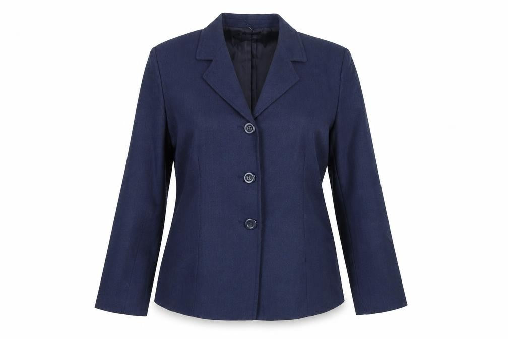 Suit Studio Women's Blue Polyester Lined Single-Breasted Blazer Size 12
