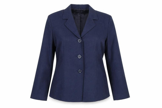 Front view of Suit Studio Women's Blue Polyester Lined Single-Breasted Blazer, size 12