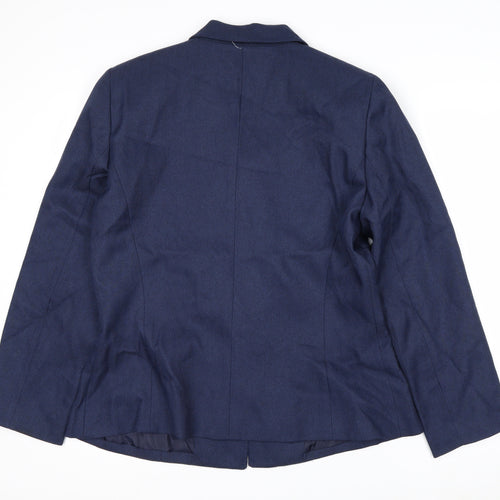 Suit Studio Women's Blue Polyester Lined Single-Breasted Blazer Size 12