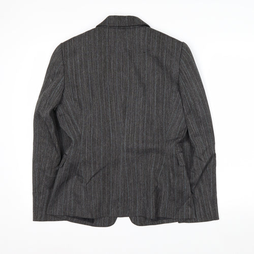 Tahari ASL Women's Grey Pinstripe Single-Breasted Blazer Size 8
