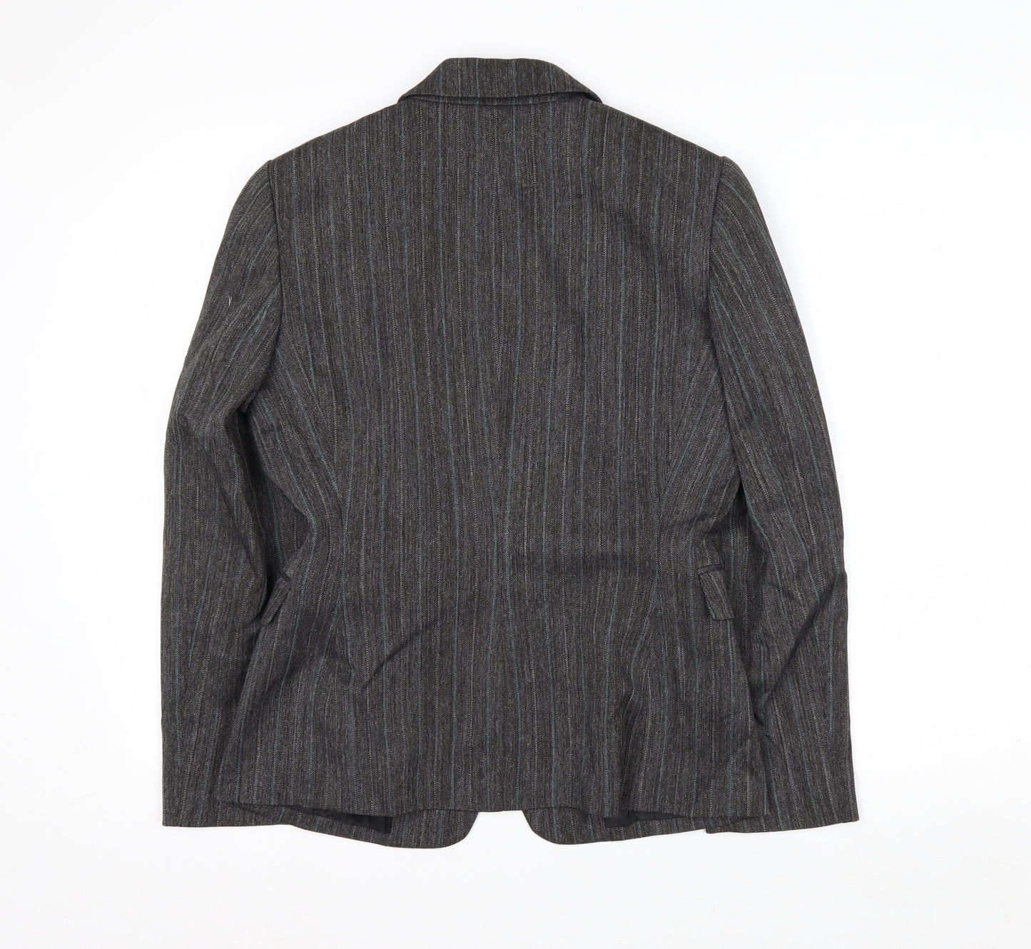 Tahari ASL Women's Grey Pinstripe Single-Breasted Blazer Size 8