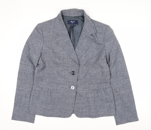 Jones Wear Women Grey Checked Suit Jacket Size 12 Classic Fit