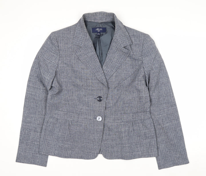 Jones Wear Women Grey Checked Suit Jacket Size 12 Classic Fit