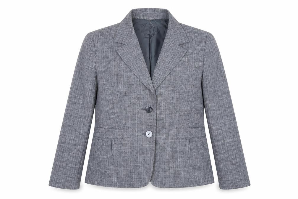 Jones Wear Women Grey Checked Suit Jacket Size 12 Classic Fit