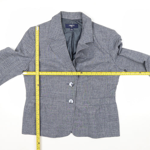 Jones Wear Women Grey Checked Suit Jacket Size 12 Classic Fit