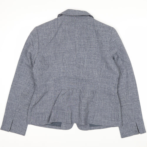Jones Wear Women Grey Checked Suit Jacket Size 12 Classic Fit