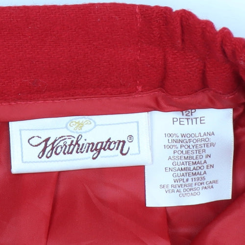 Worthington Women's Red Wool Pencil Skirt Size 12 Petite