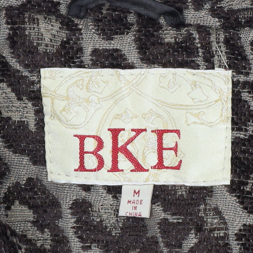 BKE Womens Brown Leopard Print Pea Coat Medium Double Breasted Autumn