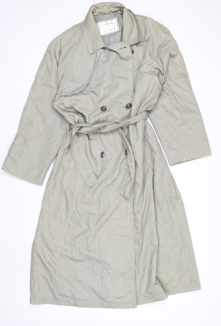 Towne from London Fog Womens Beige Trench Coat Size 8 Belted Classic Style