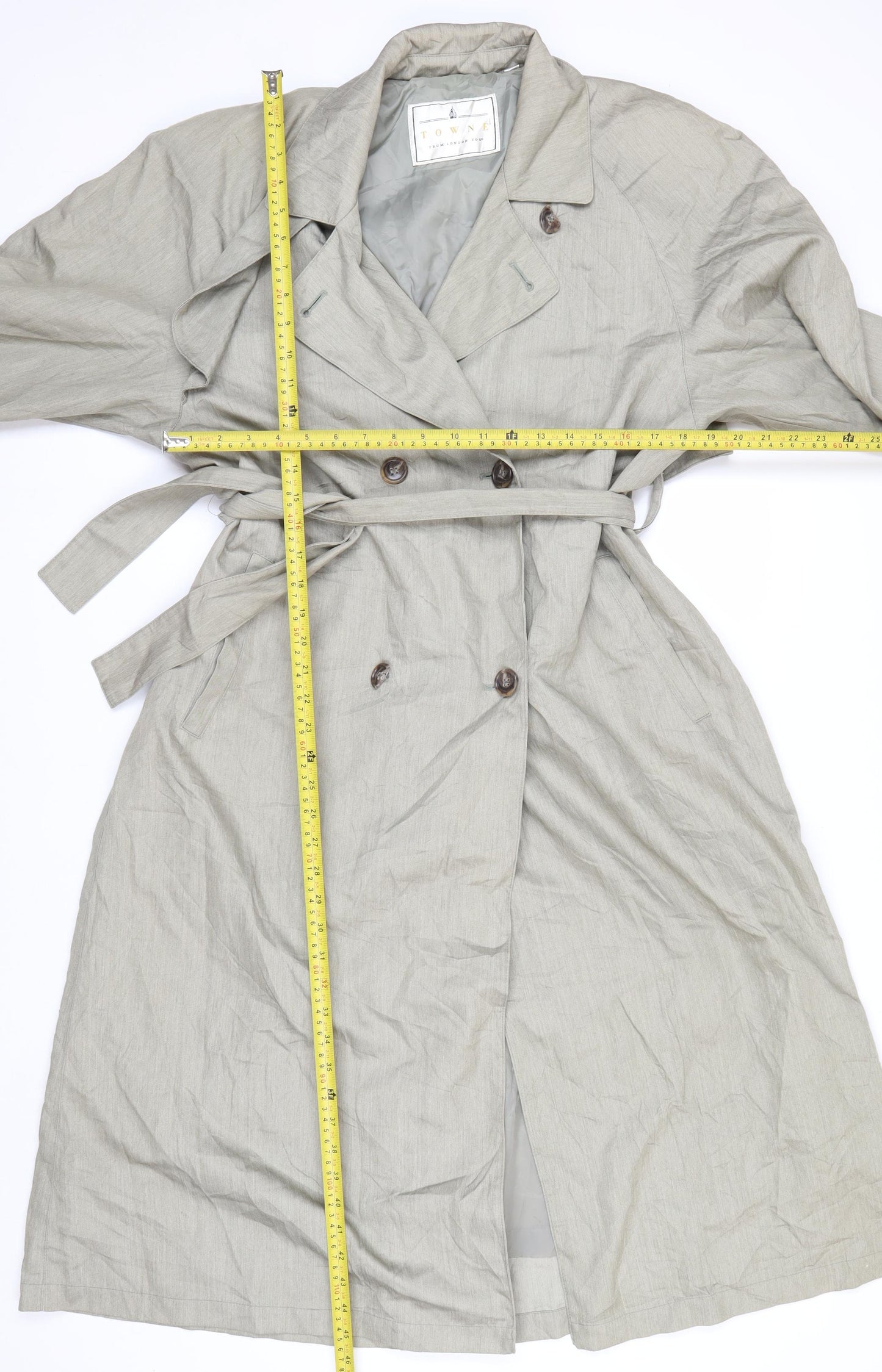 Towne from London Fog Womens Beige Trench Coat Size 8 Belted Classic Style