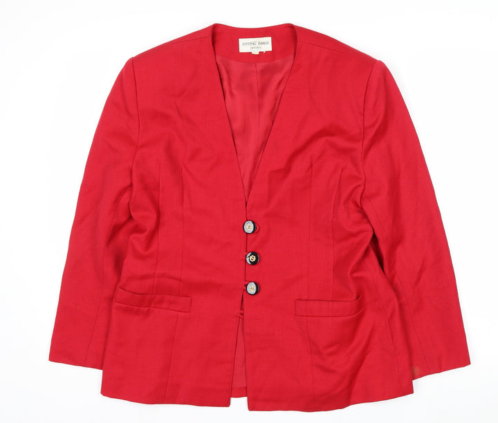 Fitting Image Petites Red Pure New Wool Blazer Womens Size 10 Classic Fit