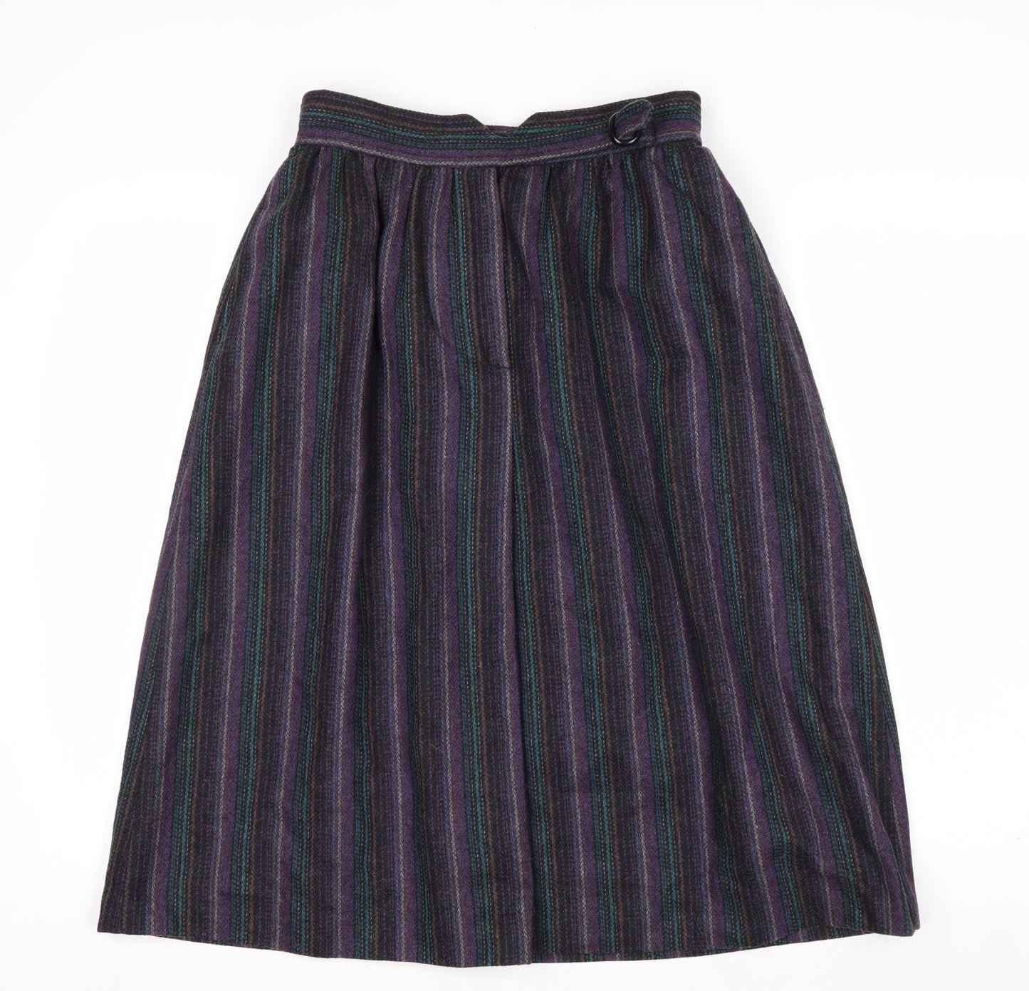 Abvien Women’s Purple Wool Striped A-Line Midi Skirt Size 12