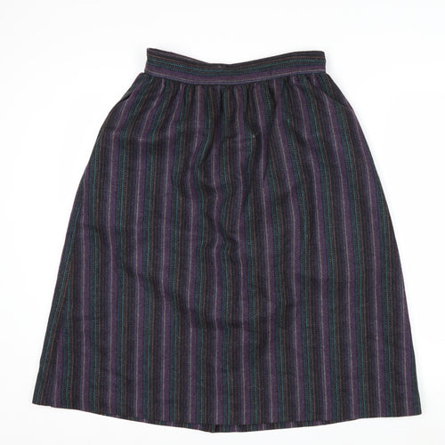 Abvien Women’s Purple Wool Striped A-Line Midi Skirt Size 12