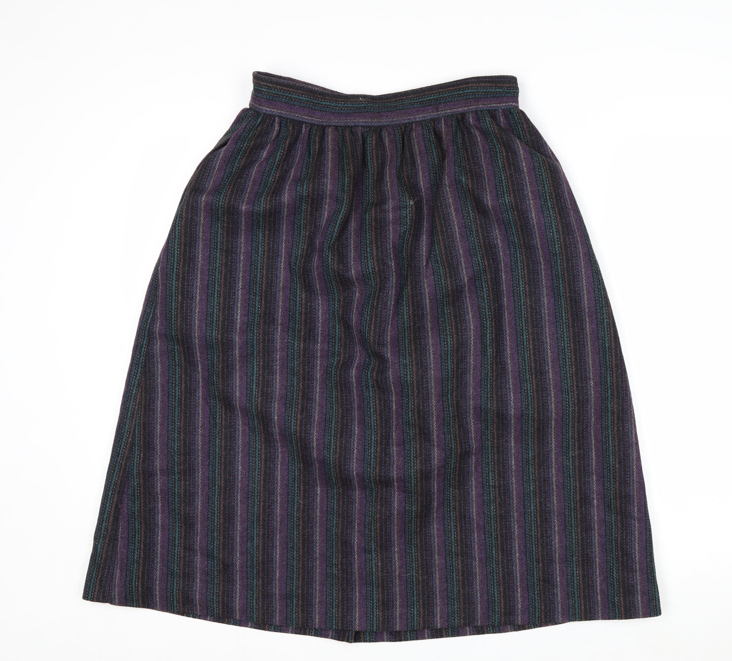 Abvien Women’s Purple Wool Striped A-Line Midi Skirt Size 12