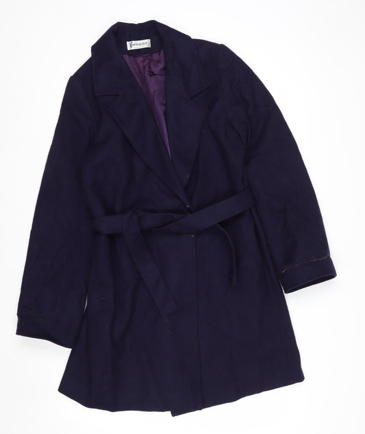 Forecaster of Boston Womens Blue Wool Belted Overcoat Size 6
